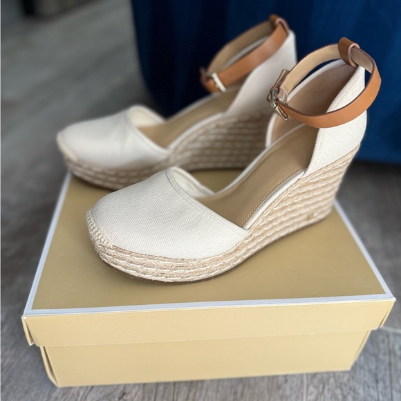 Michael Kors Cream and Tan Wedge Espadrilles - Picture 1 of 5